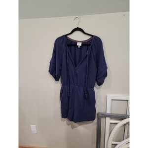Knox Rose Womens XXL Crinkle Gauzy Romper w/elastic waist short sleeve‎ BOHO